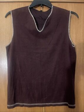 Krush Suede Brown Sleeveless Tank with Contrast